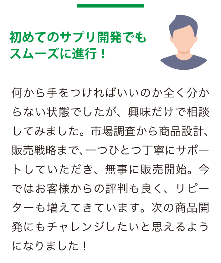 初めてのサプリ開発でもスムーズに進行